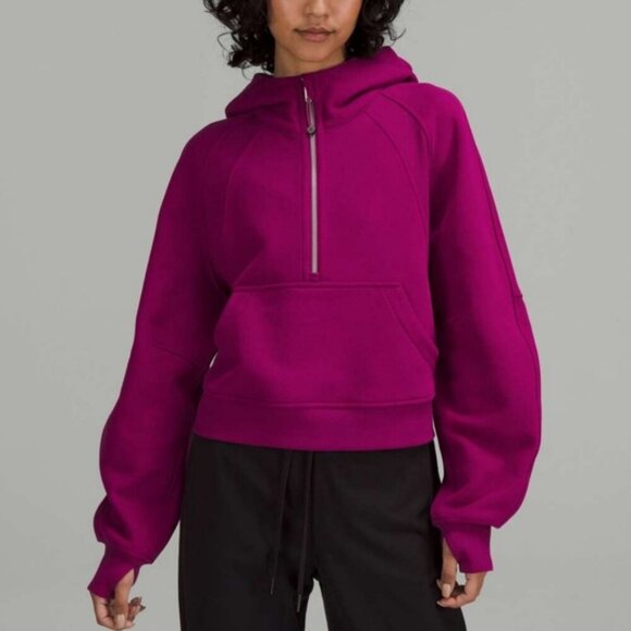 LULULEMON Scuba Oversized Half Zip Hoodie Sweater 1/2 Zip Magenta Purple XS S - Picture 1 of 11